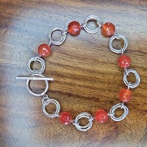 Sterling Silver and Carnelian Wire Wrapped Bracelet
